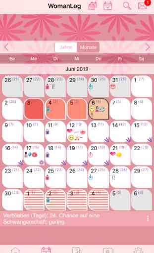 WomanLog Menstruationskalender 2