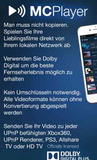MCPlayer Pro drahtlose UPnP-Video-Player für das iPhone, Stream-Filme auf HD-TV 1