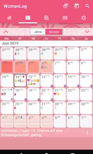 WomanLog Menstruationskalender 2