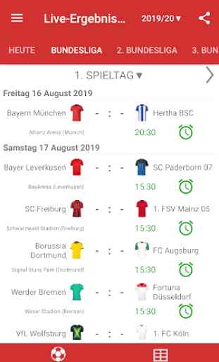 Live-Ergebnisse für Bundesliga 2019/2020 1