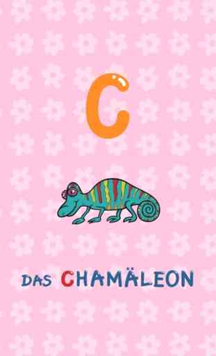 ABC Tiere Deutsch Alphabete Flash Cards: Vokabeln Lernen Kostenlos Für Kinder! 4