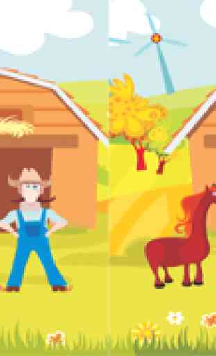 Bauernhof-Lernspiel für Kids im Alter von 2-5: Lustige App über die Tiere. Spielen und lernen Sie mit Bauer, Kuh, Schwein, Pferd, Schaf, Gans, Ente, Schmetterling, Biene, Baum, Natur. Puzzles, Rätsel und Lern-Spiele! 4