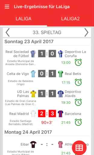 Live-Ergebnisse für La Liga 2017/2018 Fußball App 1