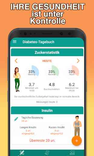 Diabetes Tagebuch. Blutdruck messen, Glucose Index 1