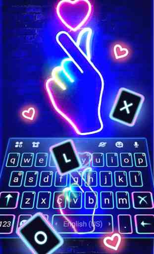Love Heart Neon Tastatur-Thema 2