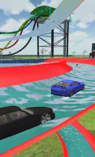 Water Park Car Race : Frozen Aqua Water slide Race 3