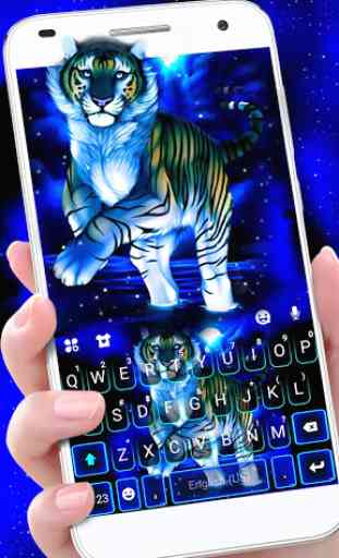 Neon Blue Tiger King Tastatur-Thema 1