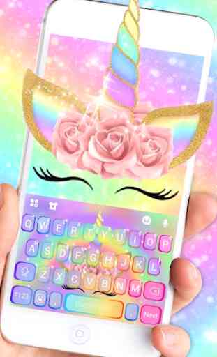 Rainbow Pink Rose Unicorn Tastatur-Thema 1