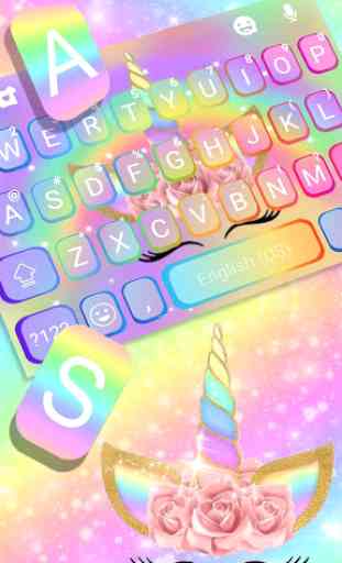 Rainbow Pink Rose Unicorn Tastatur-Thema 2