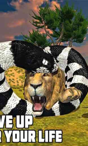 wütender Löwe gegen wütende Anaconda Schlange 2