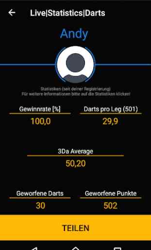 Live Statistics Darts: Scoreboard 2