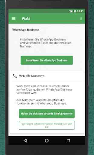 Wabi - Virtuelle Nummer für WhatsApp Business 1
