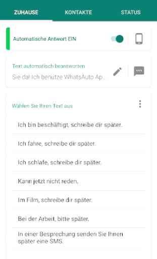 WhatsAuto - Automatische Antworten App 1