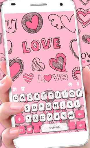 Doodle Pink Love Tastatur-Thema 1