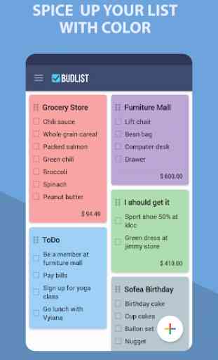 Grocery Shopping List - BudList 2