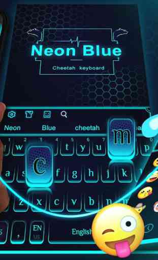 Neon Blue Cheetah Keyboard Theme 2