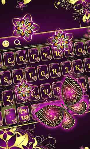 Purple Gold Butterfly Keyboard 2