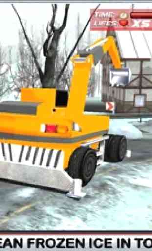 Schnee-LKW-Fahrer-Simulator 3D - Fahren Sie den großen Kran und klären Eis aus gefrorenen Straßen 4
